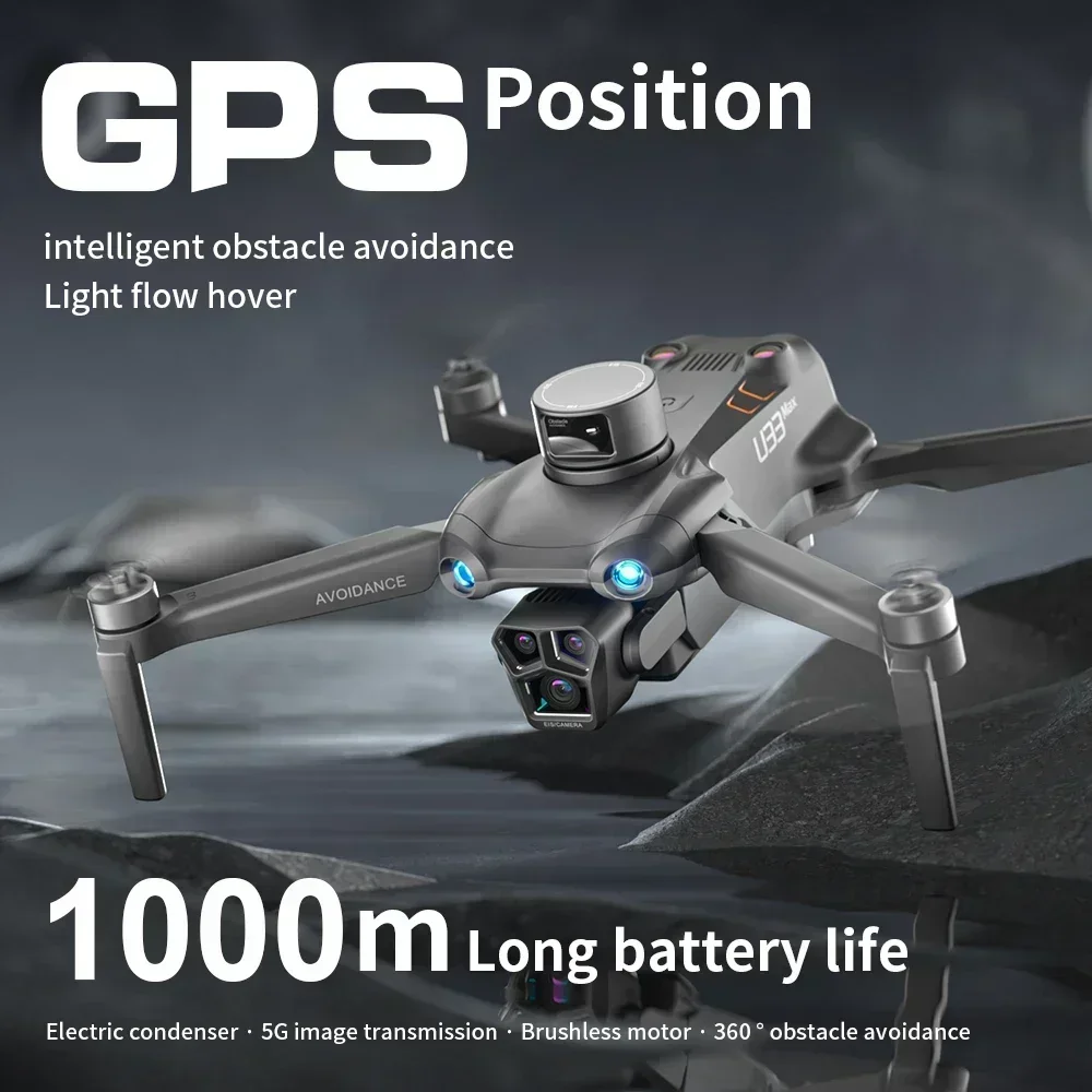 2024 U33 Max Brushless Mini Drone Professional 4K HD Camera 5G GPS Laser obstacle avoidance Optical Flow RC Quadcopter Dron Toy