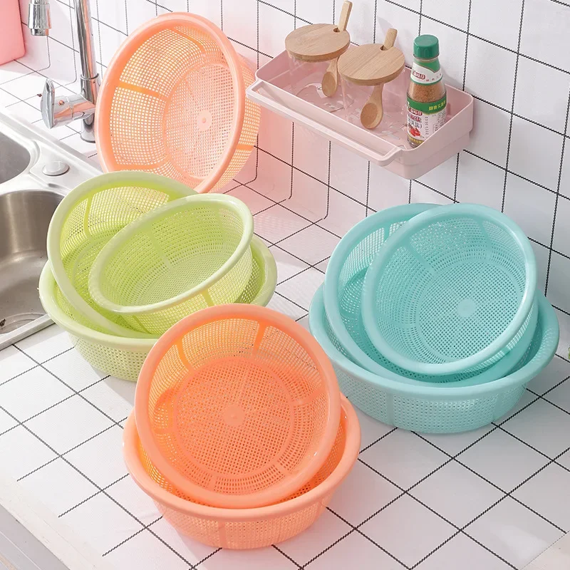 Kitchen Tools Simple Thickened  Plastic Washing Rice Sieve    Fruit and Vegetable Drainage Basket