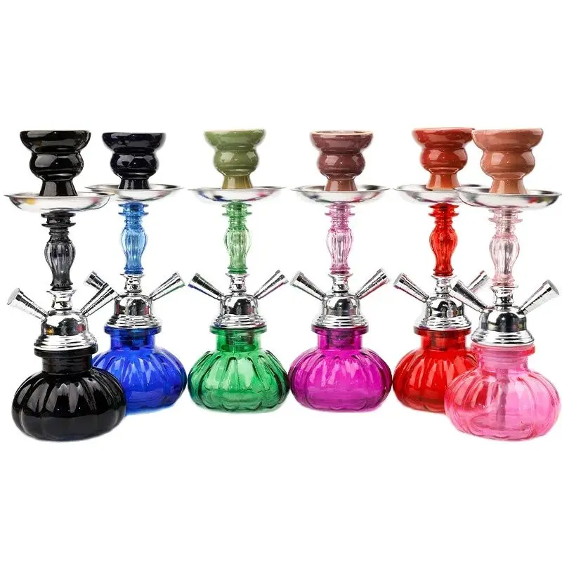 

2024 Travel Arabian Hookah Set Small Single And Double Tube Glass Bottle Shisha Oil Burner Glass Pipe Accessories Hot-selling