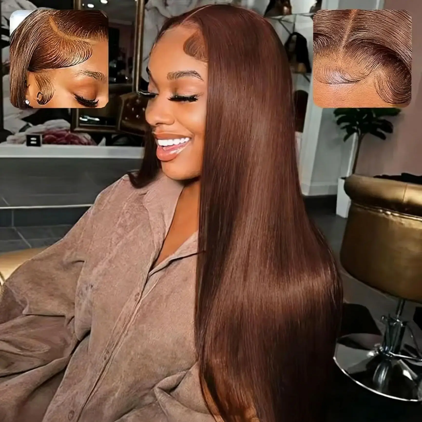 

Шоколадно-коричневый парик из натуральных волос, прямой, 13x6 HD с кружевной передней частью, 36 дюймов, 13x4 фронтальный парик с кружевной основой, предварительно выщипанный # 4 цвета для женщин