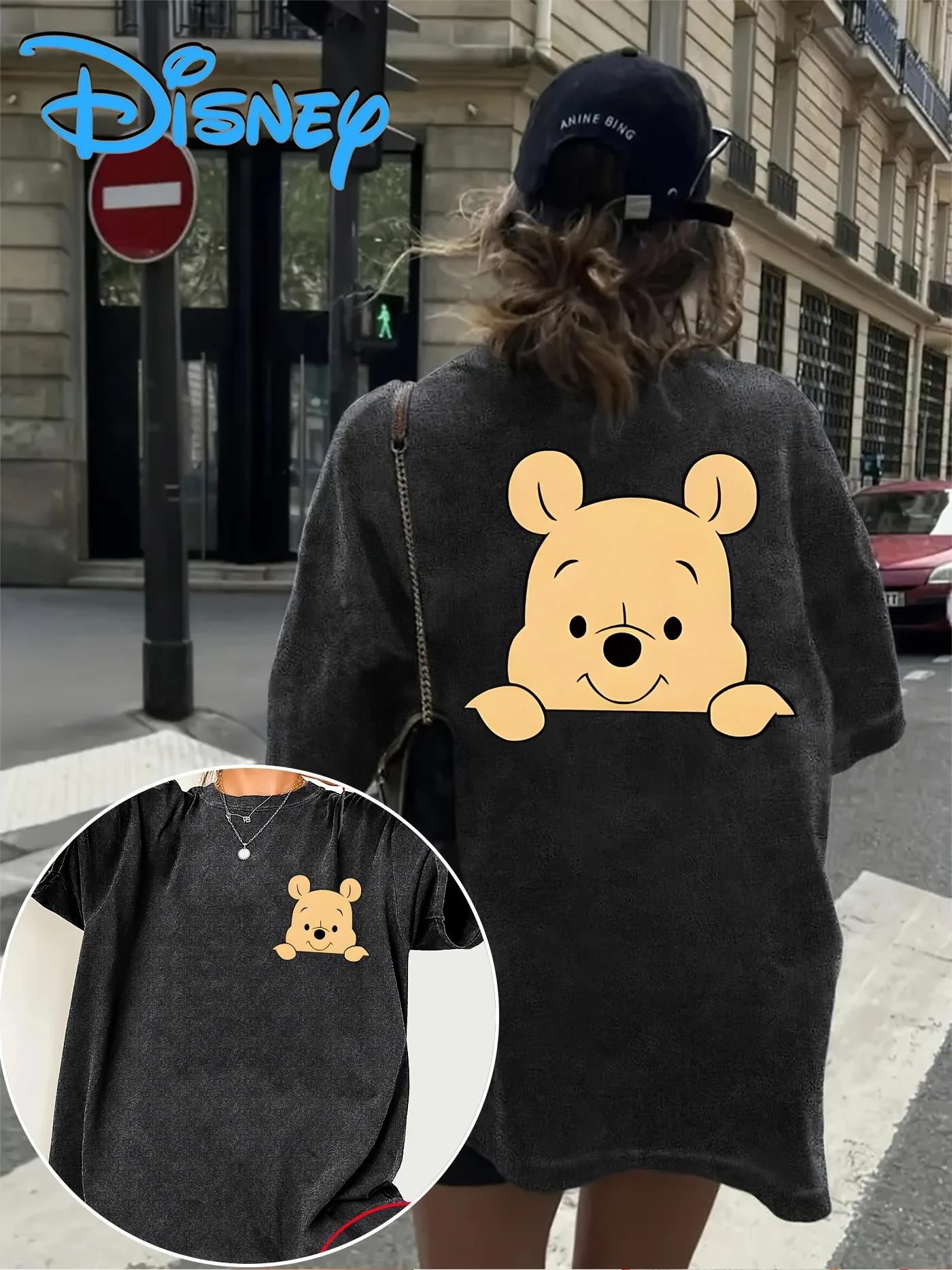 

Winnie The Pooh T-Shirt - Casual Loose Version Short Sleeve Crew Neck Cartoon Bear Design Summer Street Casual Clothing