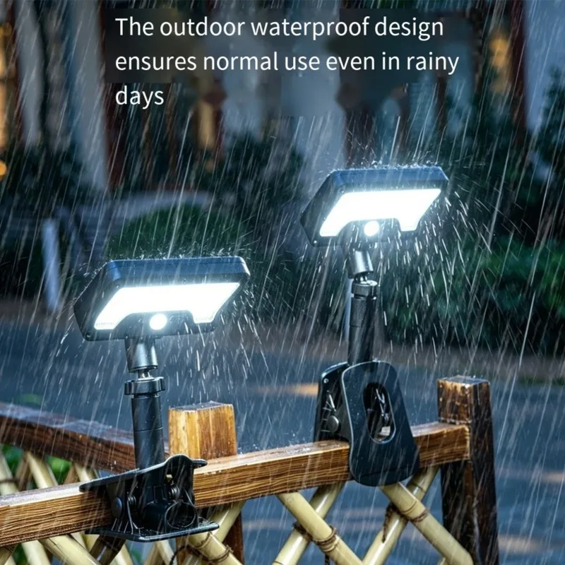 A7THK-2PCS Clip On Solar Lights Outdoor, Motion Sensor Outdoor Lights Outdoor Waterproof,Security Lights For Fence, Deck Black