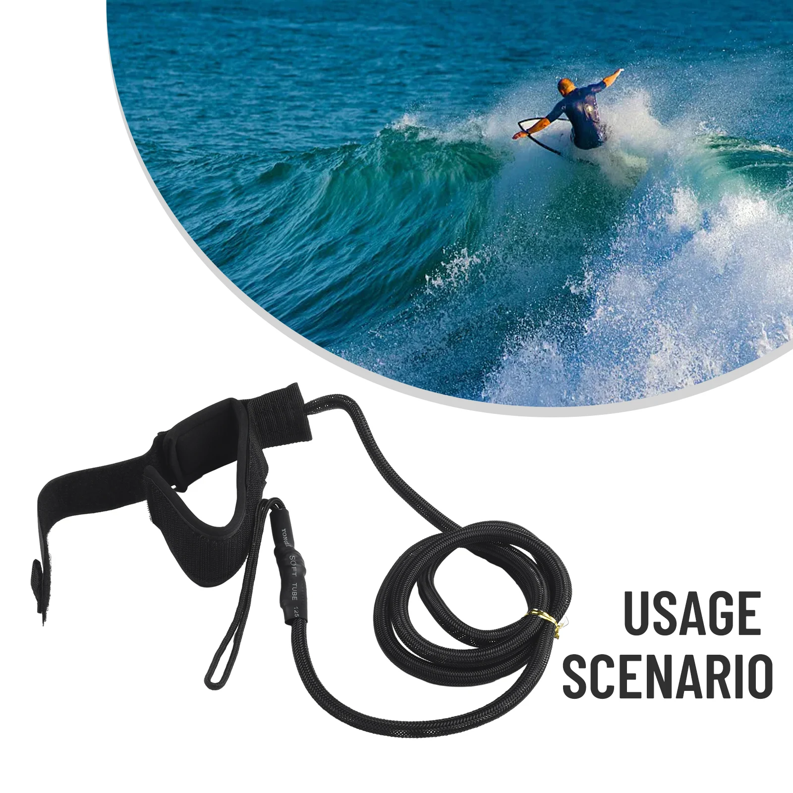 153 cm ~ 240 cm Surfbrett-Paddel-Leine, Surf-Leine, Seil, Surfbrett-Leine, Fuß-Spiral-Leine, hochelastische Surf-Fußschnur – Detail 14