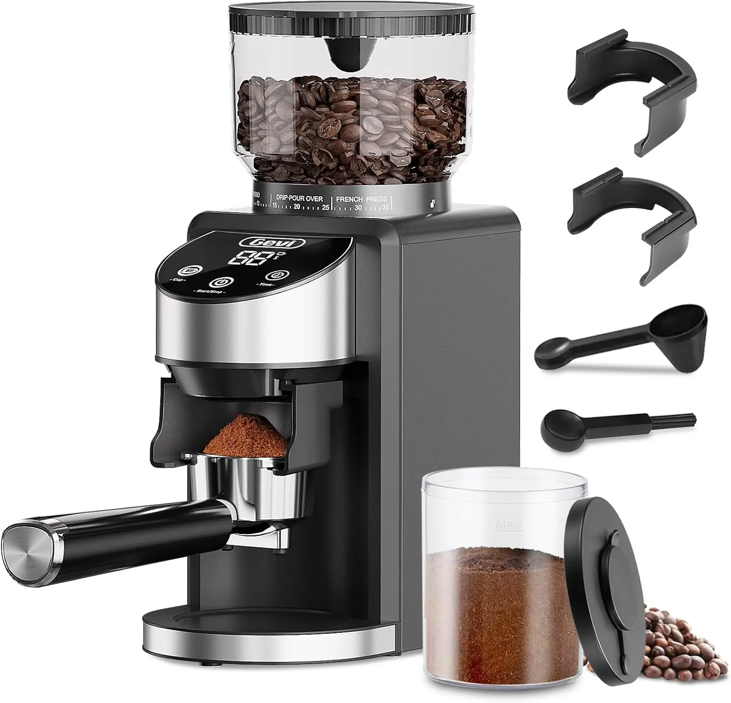 

Electric Coffee Grinder with 35 Settings for Espresso, Drip, French Press, Anti-Static Black Burr Grinder