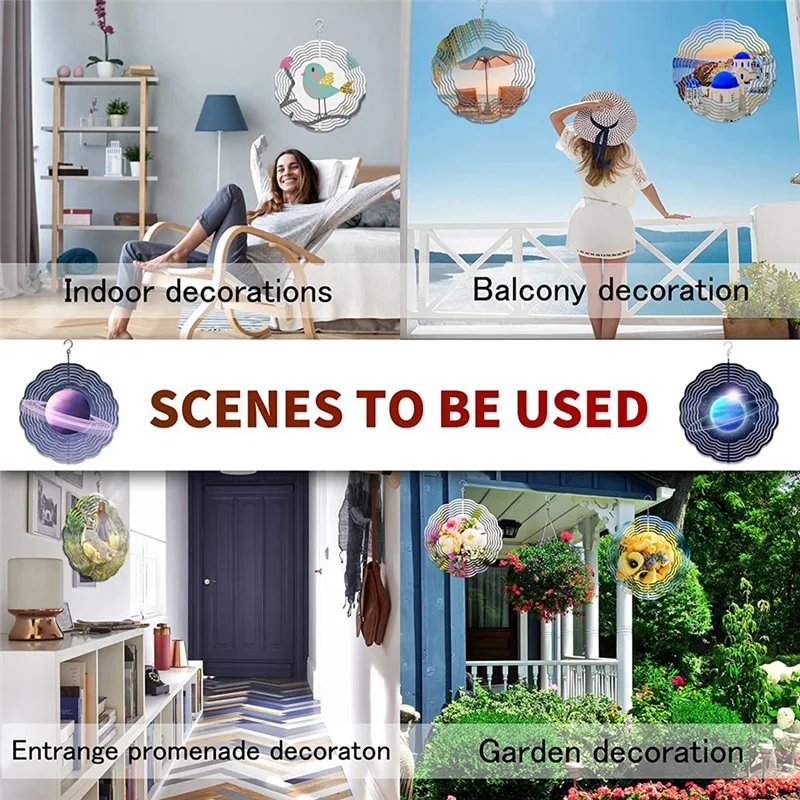 10 шт., 8-дюймовые сублимационные заготовки для ветровых блесны, 3D ветровые блесны, подвесные ветровые блесны для украшения дома и улицы, сада HY