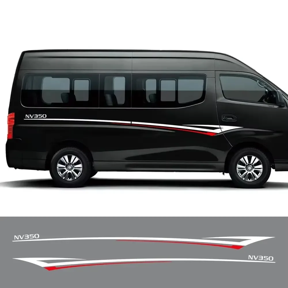 Pegatinas de puerta de coche para Nissan NV350 caravana Urvan Escapade accesorios Tuning Auto ambos lados cintura rayas calcomanías de vinilo