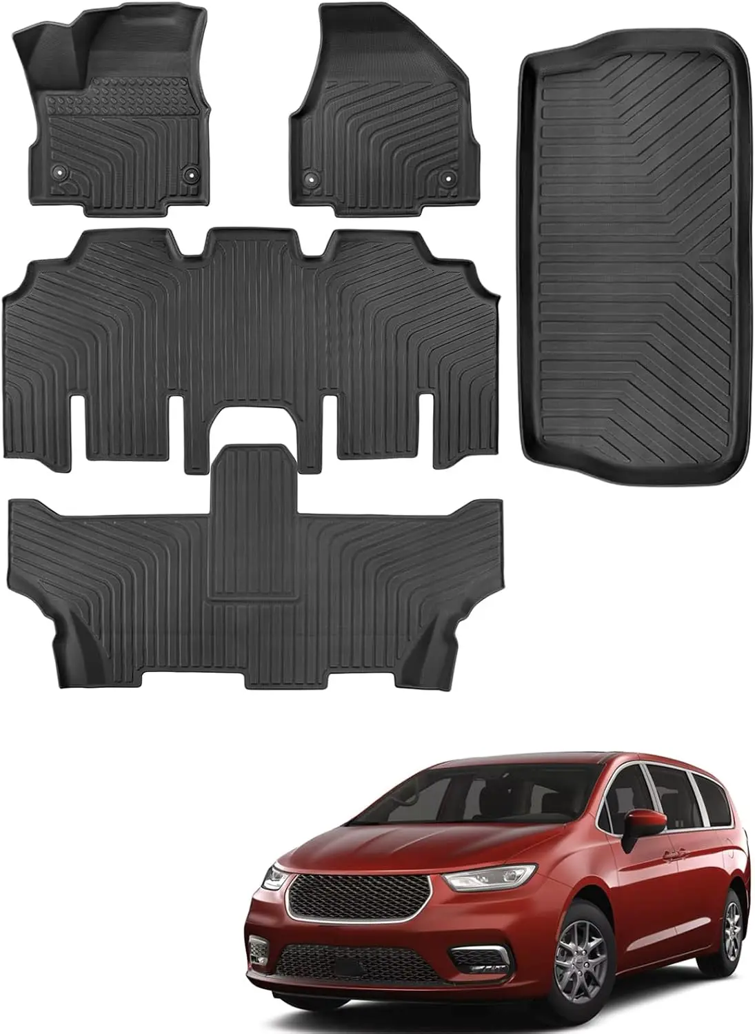 

All-Weather TPE Floor Mats & Cargo Liner for Chrysler Pacifica 2017-2026, Voyager 2020-2026 - Durable Protection