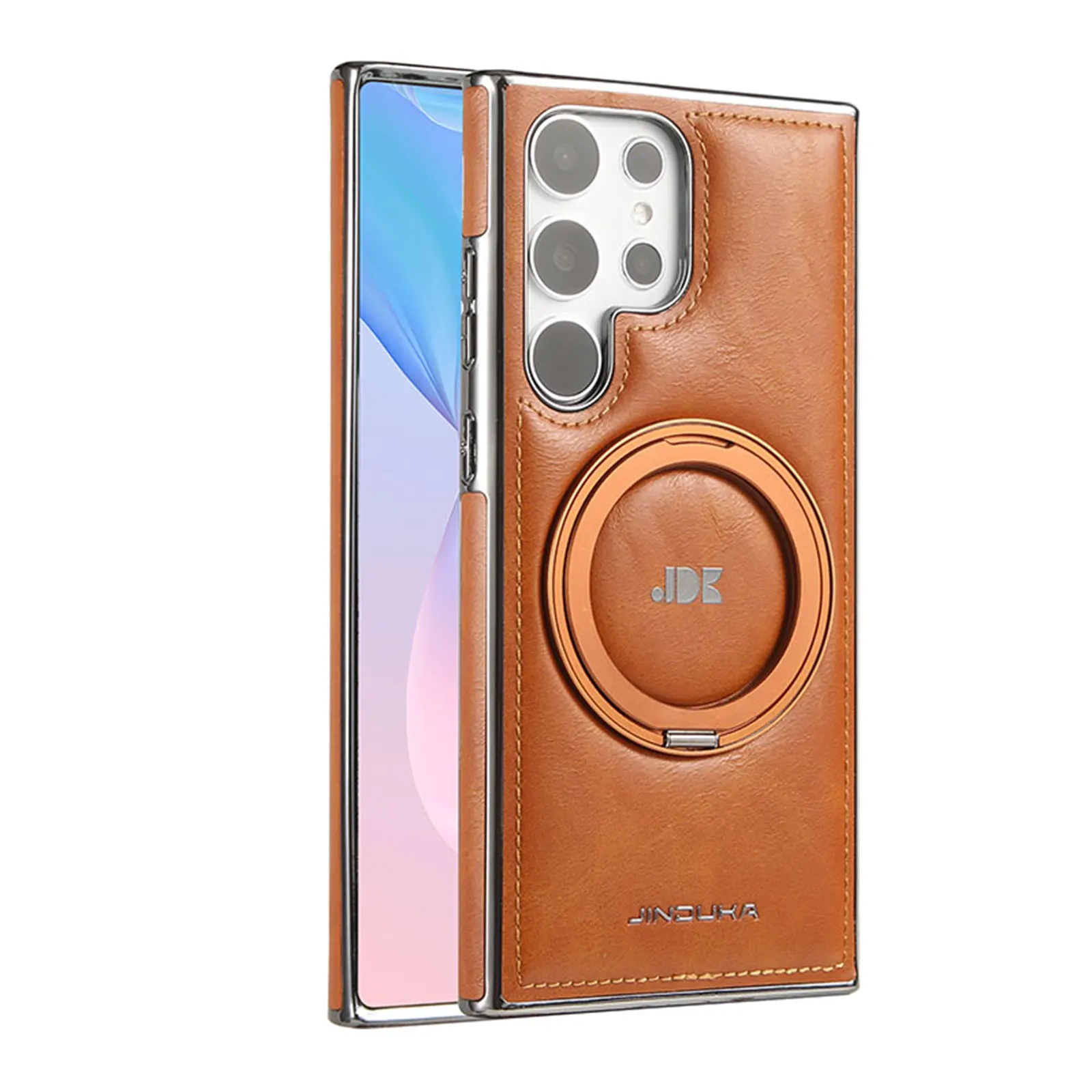 Luxuriöses magnetisches 360° °   Rotierende Leder-Handyhülle für Samsung S25 S24 Ultra S23 S24 Plus Ringhalter für Magsafe stoßfeste Abdeckung