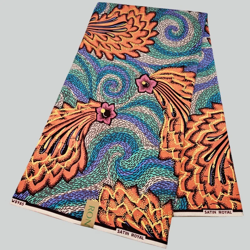 

Доступны 4 цвета, 46 дюймов, ширина, 6 ярдов, длинная хлопковая африканская восковая ткань для шитья своими руками, ткань батик с принтом для подушек платья R2850