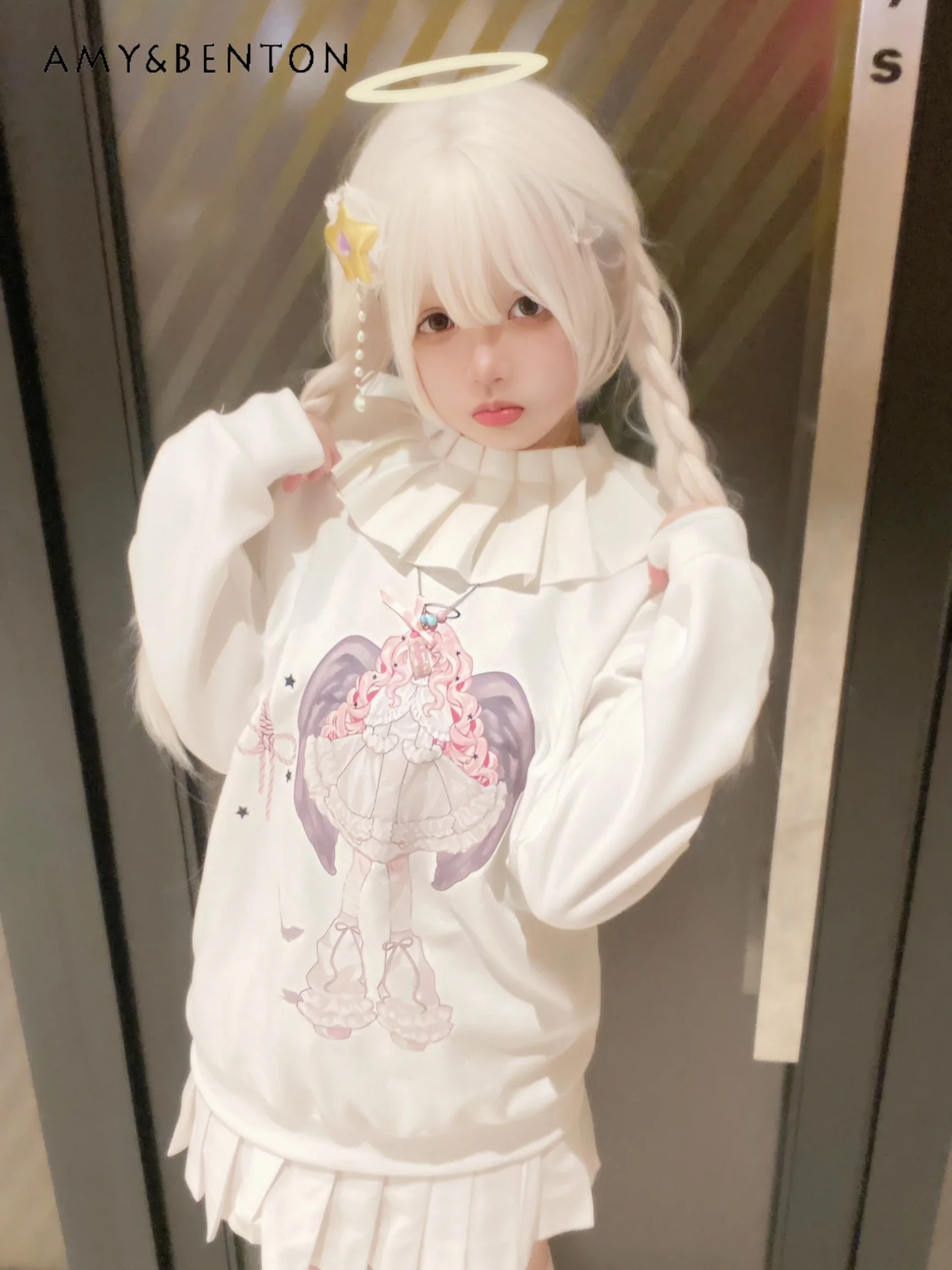 

Original Japanese Mine Girl Hoodie Mass-production Angel Boundary Kawaii Printed Oversized Hoodies Subculture Y2K Sweatshirt