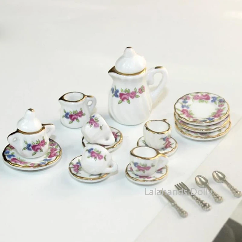 Dollhouse Miniature รายการครัวมินิเซรามิคชุดชาถ้วยมินิอาหารเล่นฉากสําหรับตุ๊กตาเฟอร์นิเจอร์อุปกรณ์เสริม