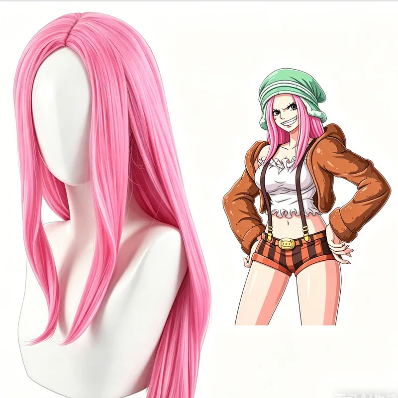 One Piece cosplay wig pink middle-parted long straight hair anime cosplay wholesale