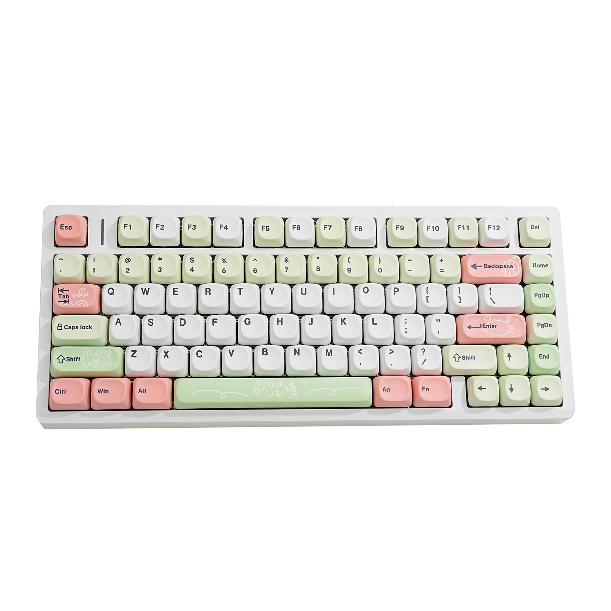 Klawisze Moa 7U Alice Layout PBT Watermelon, klawisze spacji do klawiatur mechanicznych, kompatybilne z rosyjskimi, koreańskimi, hiszpańskimi, niemieckimi i francuskimi układami. — zdjęcie produktu 7