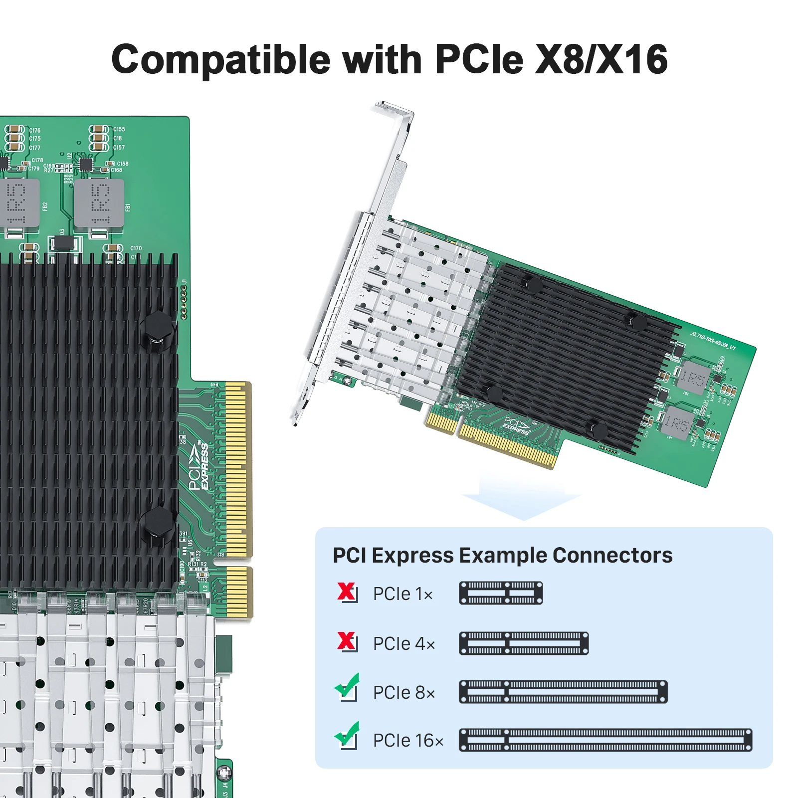 10Gb NIC Network Card, Quad SFP+ Port, with Original Intel X710-BM1 Controllers, Ethernet LAN Adapter, Compare to Intel X710-DA4