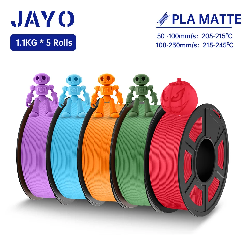 JAYO PLA Matte Filament 1.75 MM 3D Printer Filament PLA Serie 1.1 KG/Roll 5 Rollen/set PETG 3D Afdrukken Materiaal Voor FDM