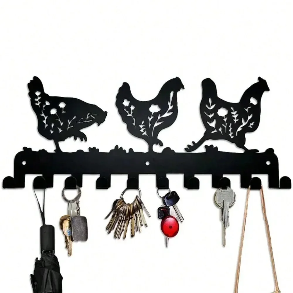 CIFBUY Modern Metal Key Holder Wall Mounted, No Drilling Entryway Hook Rack for Keys Hats Coats