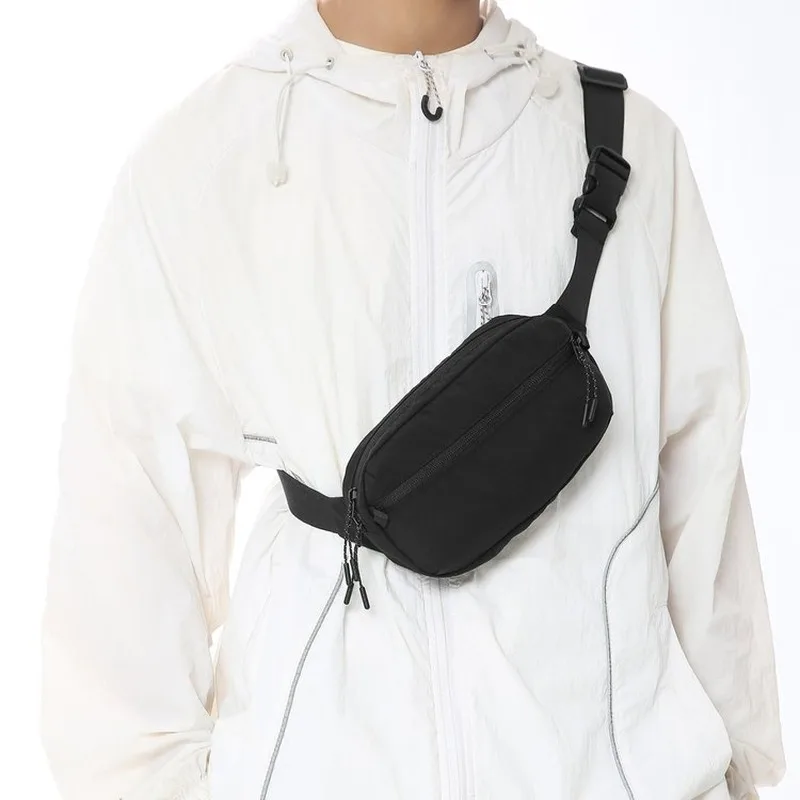 Black Multi-Zipper Sling Fanny Pack Adjustable Strap Crossbody Waist Bag For Men Women Daily Travel Outdoor Walks