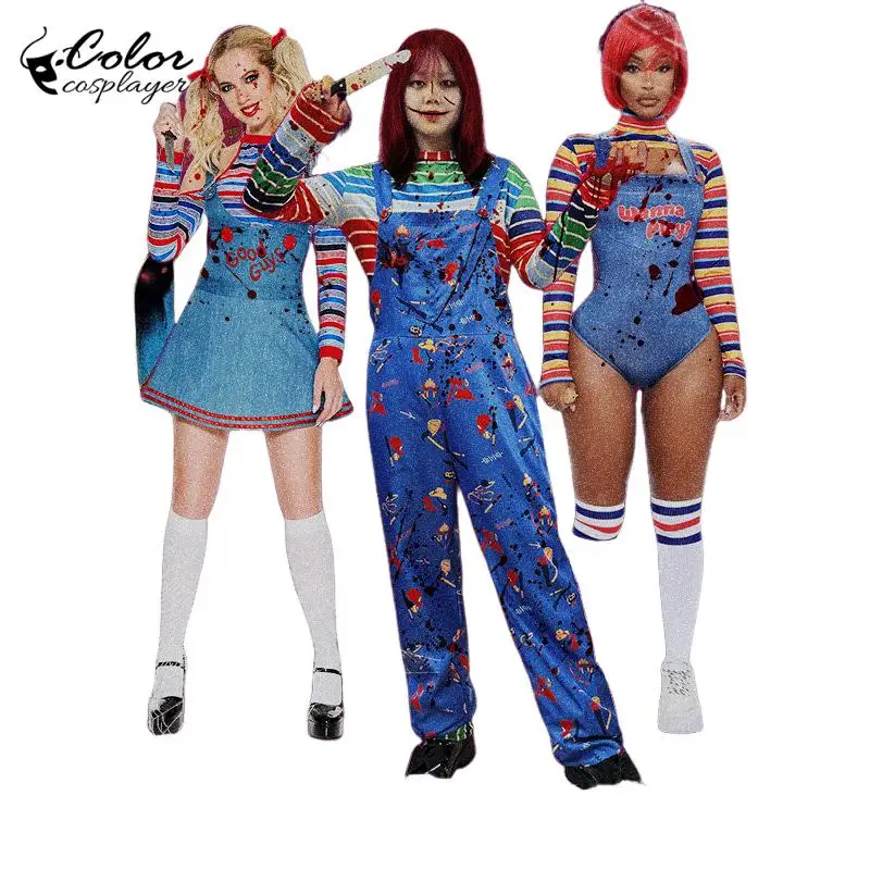 

Color Cosplayer Horrible Movie Cosplay Costume Halloween Dress Women Jumpsuit Ghost Kid Rompers Party Carnival Clothing