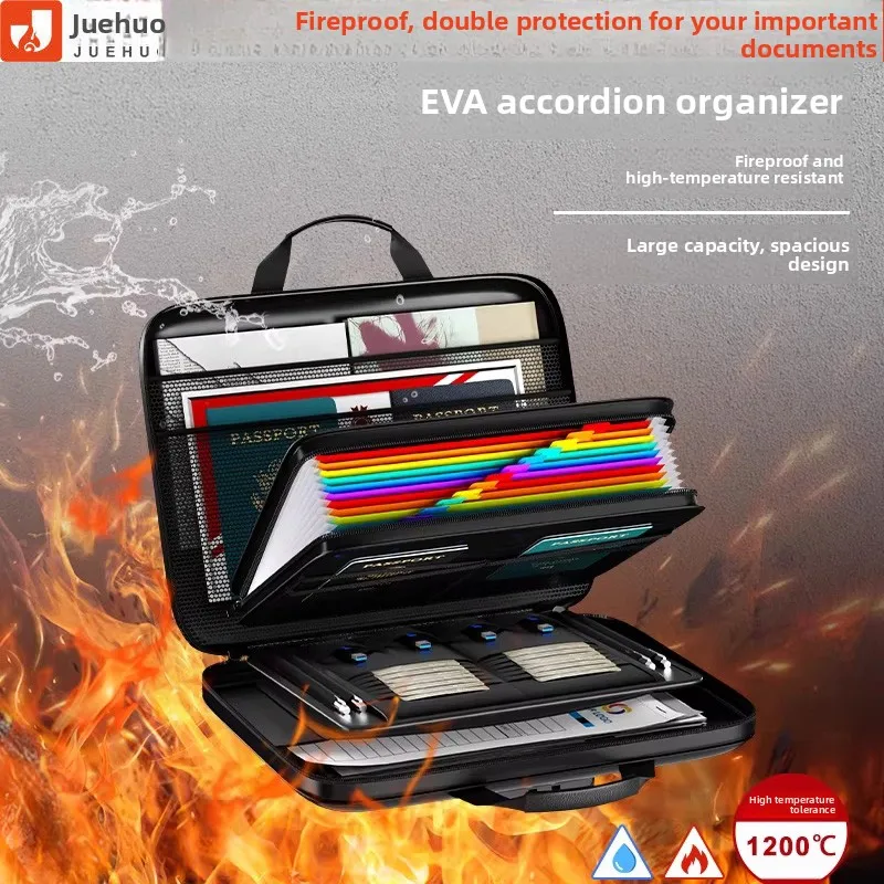 

Вместительная огнестойкая сумка для хранения, многофункциональная папка-аккордеон для документов, водонепроницаемая, термостойкая