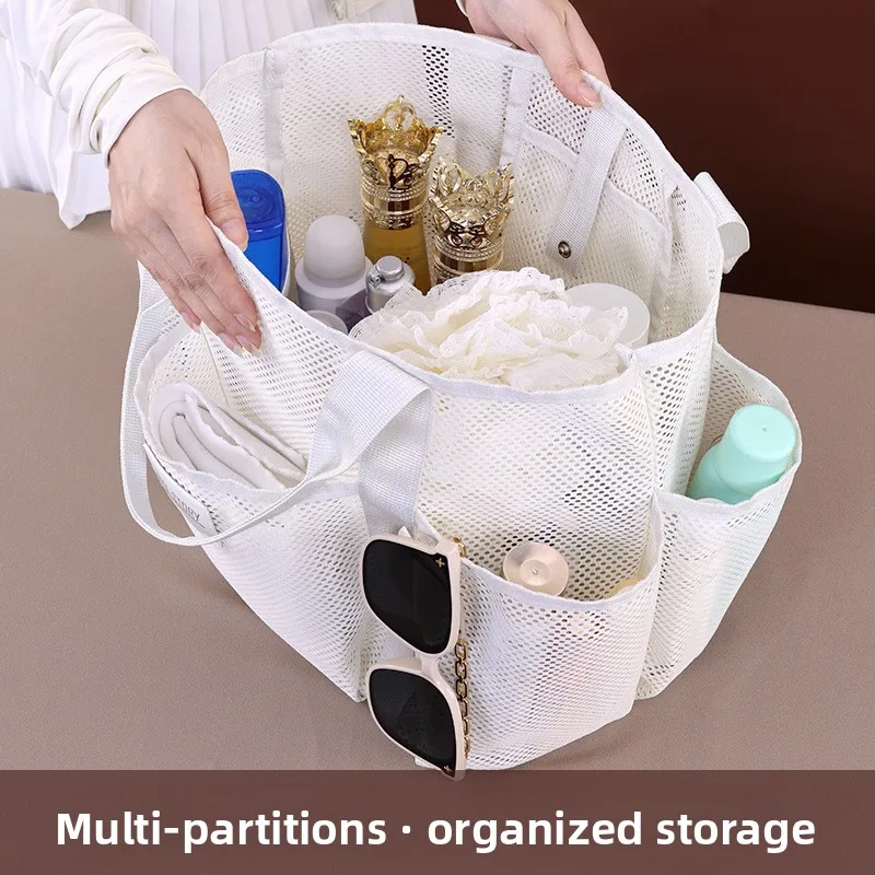 

New mesh beach bag, large capacity bath product storage bag, multifunctional tote bag, essential for vacation swimming