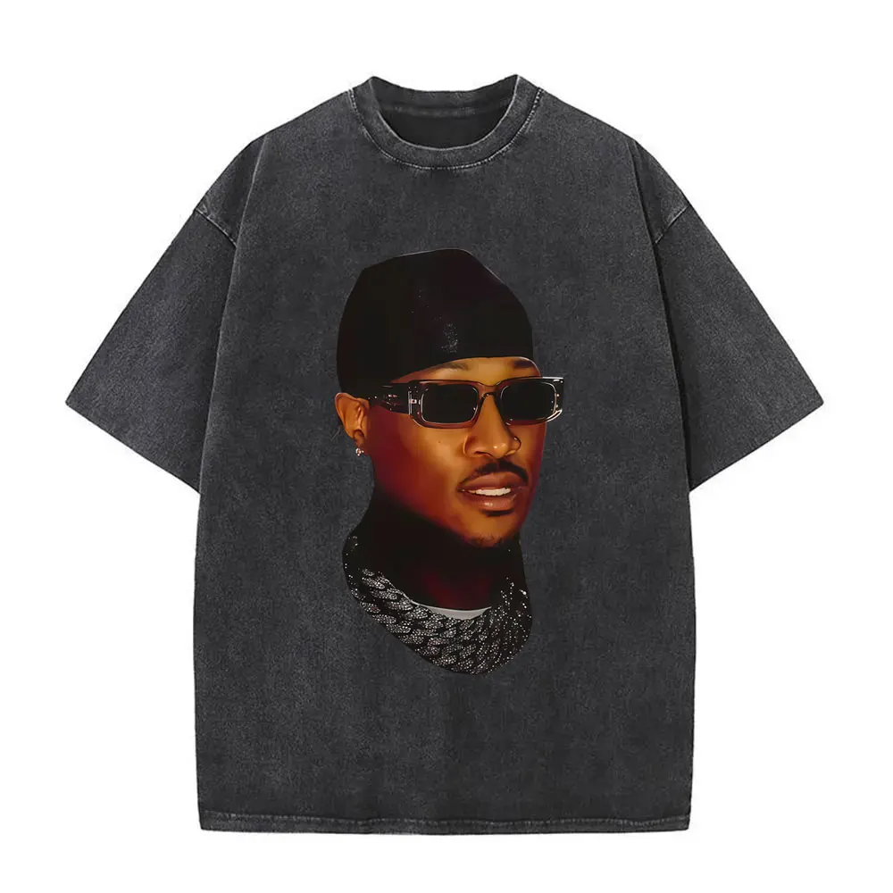 

Washed Vintage Rapper Future Face Graphic T-shirt Men Women Hip Hop Fashion Oversized T Shirt Men's Casual Cotton Retro T-shirts