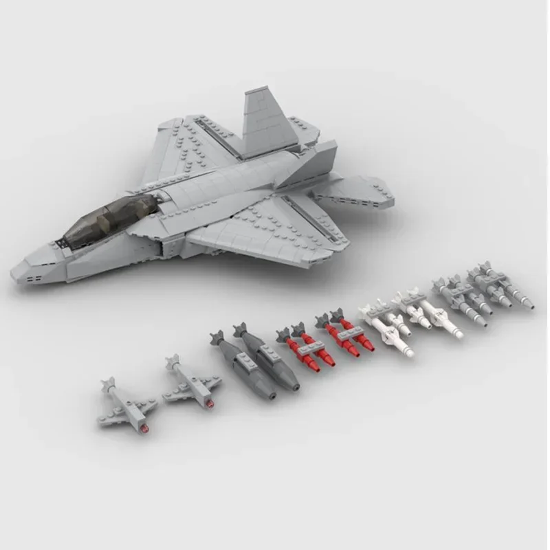 Moc Building Blocks Military Model Stealth Fighter Aircraft F-33 Technical Bricks DIY Assembly Famous Toys For Kids Holiday Gift