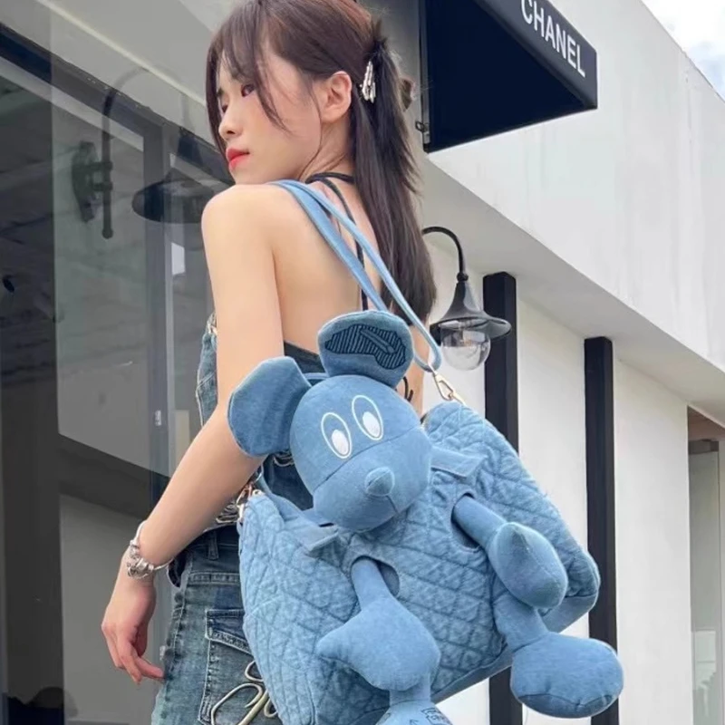 

Disney Trendy Mickey Cowboy Personalized Crossbody Bag for Women Cartoon Light Luxury Large Capacity Single Shoulder Handbag