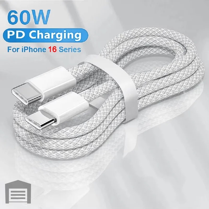 PD 60W USB-C to USB-C Fast Charging PD Cable For iPhone 16 15 Series Macbook Huawei Samsung Xiaomi Type C to Type C Cord Cable