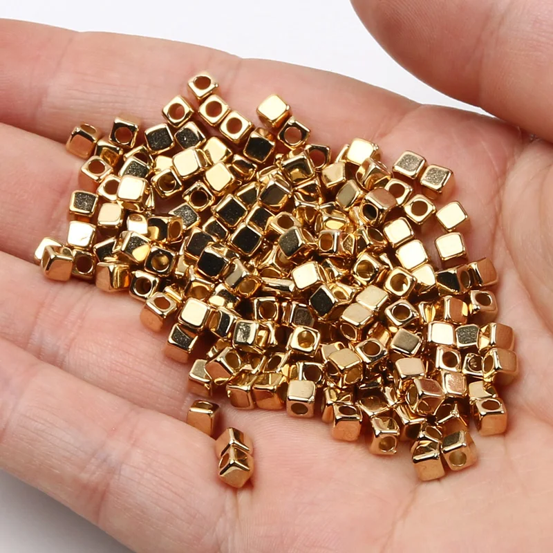 3 4 6 7 8 mm 200pcs Gold color CCB Ball Beads Square Star Round Loose Bead For Making DIY Bracelet Necklace Wedding Jewelry