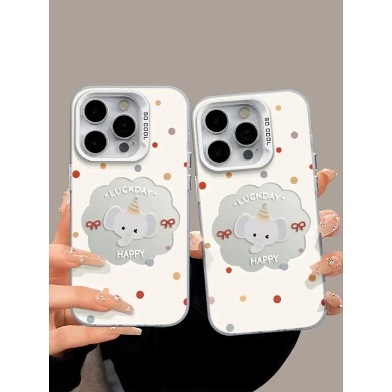 حافظة لهاتف آيفون 15 16 17 برو ماكس 14 13 12 11 برو 16 بلس كارتون ليتل بير الفيل