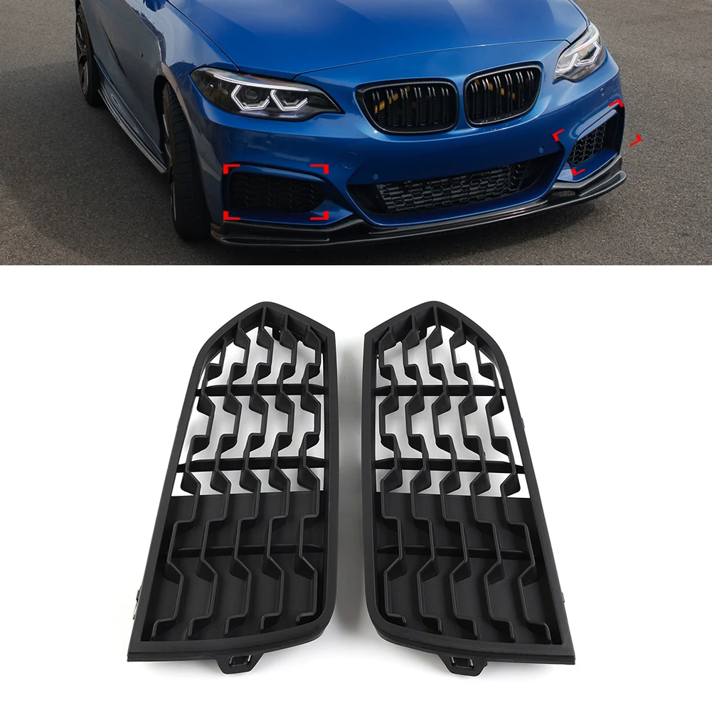 Car Front Bumper Fog Light Lamp Grille Closed Mesh Grill W/O Light Hole For BMW 2 Series F22 F23 M Sport