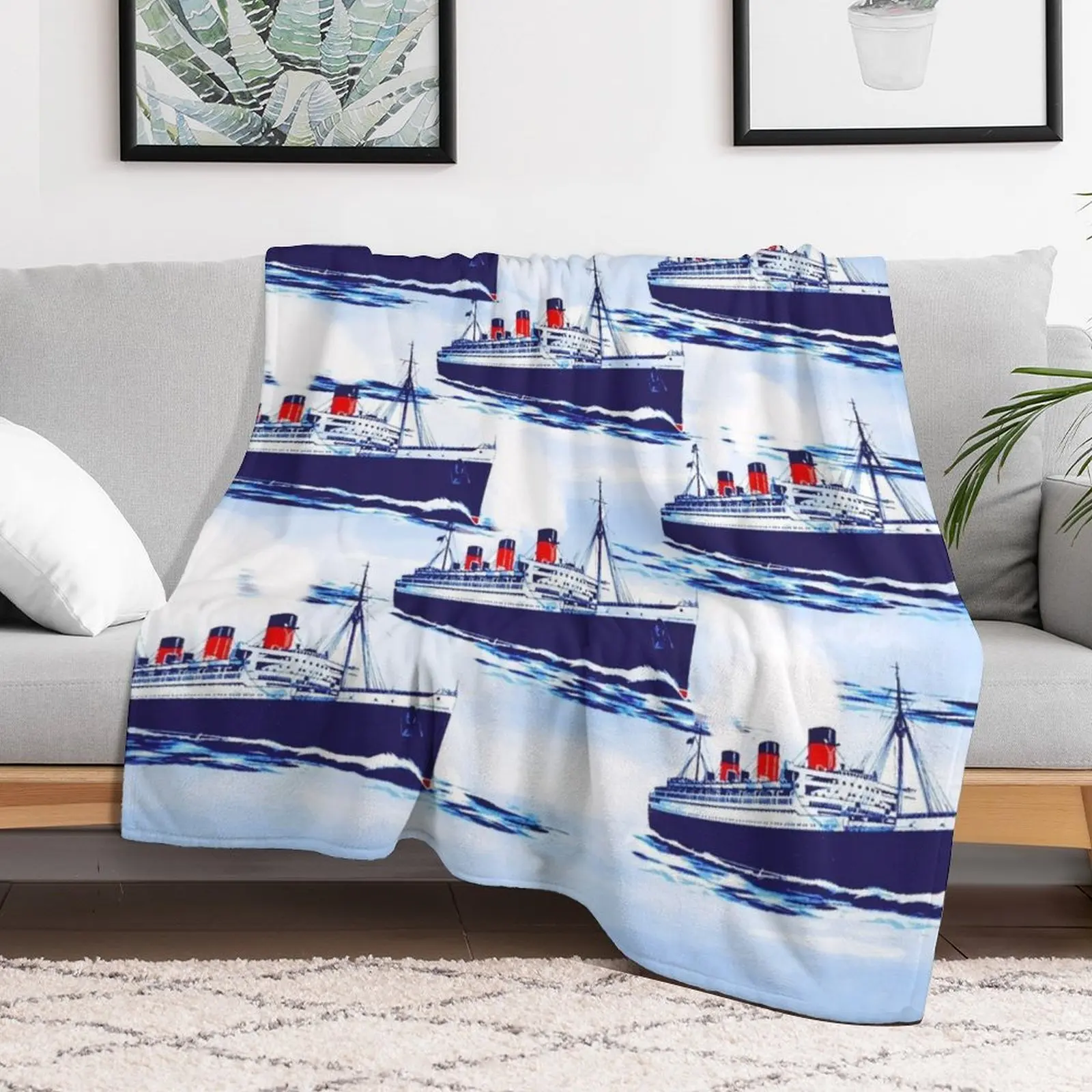 Boat Scrub Cap Pattern Throw Blanket Luxury Designer Bed Blankets