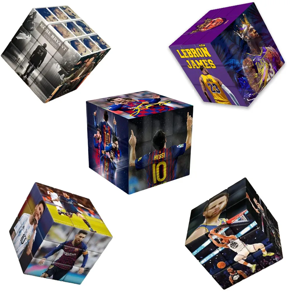 3x3x3 professional speed puzzle, football, basketball character puzzle, stress relief adult gift children's puzzle toys