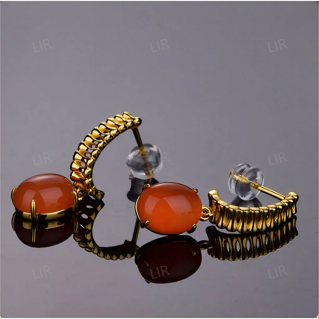 أقراط LIR النسائية: تصميم بسيط على شكل عظمة الثعبان Nanhong الطبيعية الكبيرة |   تتضمن شهادة الأحجار الكريمة