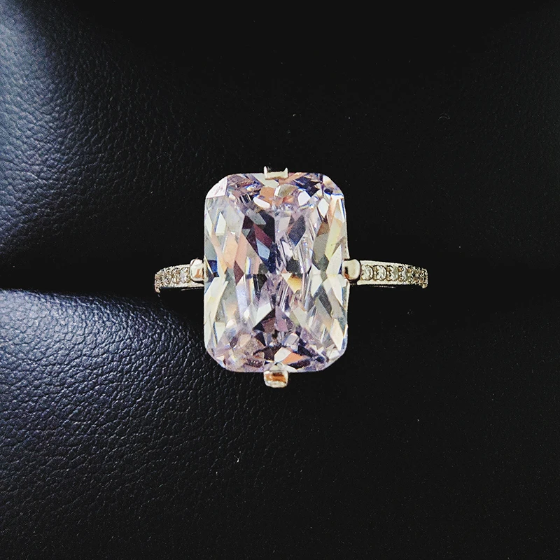 Luxury Radiant 925 Sterling Silver Engagement Ring for Women Lady 5ct Square Simulated Diamond Anniversary Jewelry Wholesale