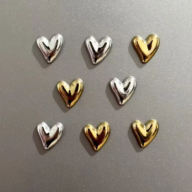 8pcs Electroplated Heart-Shaped Refrigerator Magnets, with Photo and Message Attachments, for Home Decoration