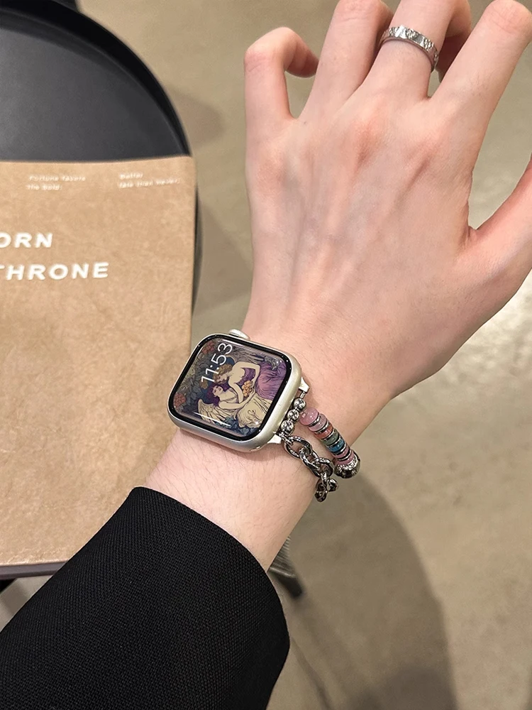 بوهيميا مرونة المعادن الفرقة ل iWatch الترا 11 10 9 8 Se 42 مللي متر 44 46 مللي متر 49 مللي متر امرأة سوار للساعة أبل 7 6 5 40 مللي متر 41