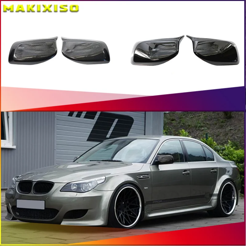 

For BMW 5 Series E60 E61 E63 E64 2004-2008 520i 525i 528i 528xi 530i Carbon Fiber Look Black Rearview Side Mirror cover Caps