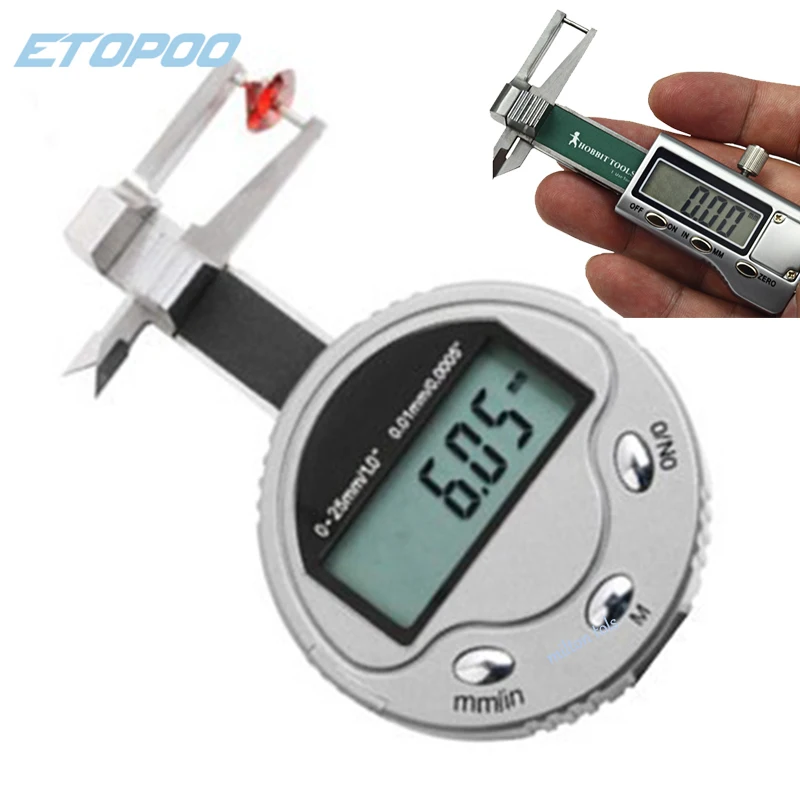 Digital Caliper Diamante Caliper Diamante Gem Diamante Espessura Gauge Bolso 025 mm 001 Milímetros Jewel
