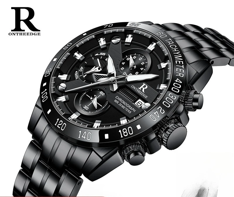 

Hot Sale Black Warrior Men’s Watch, Luminous Waterproof Quartz Wristwatch with Stainless Steel Band, Fashion Business Style