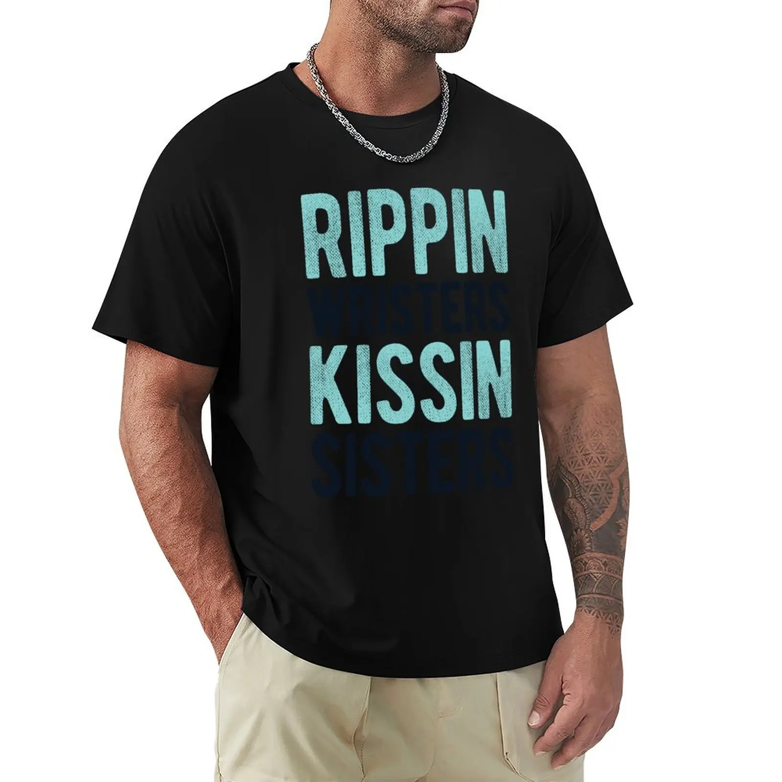Футболка Rippin' Wristers Kissin' Sisters, повседневная базовая модель с коротким рукавом