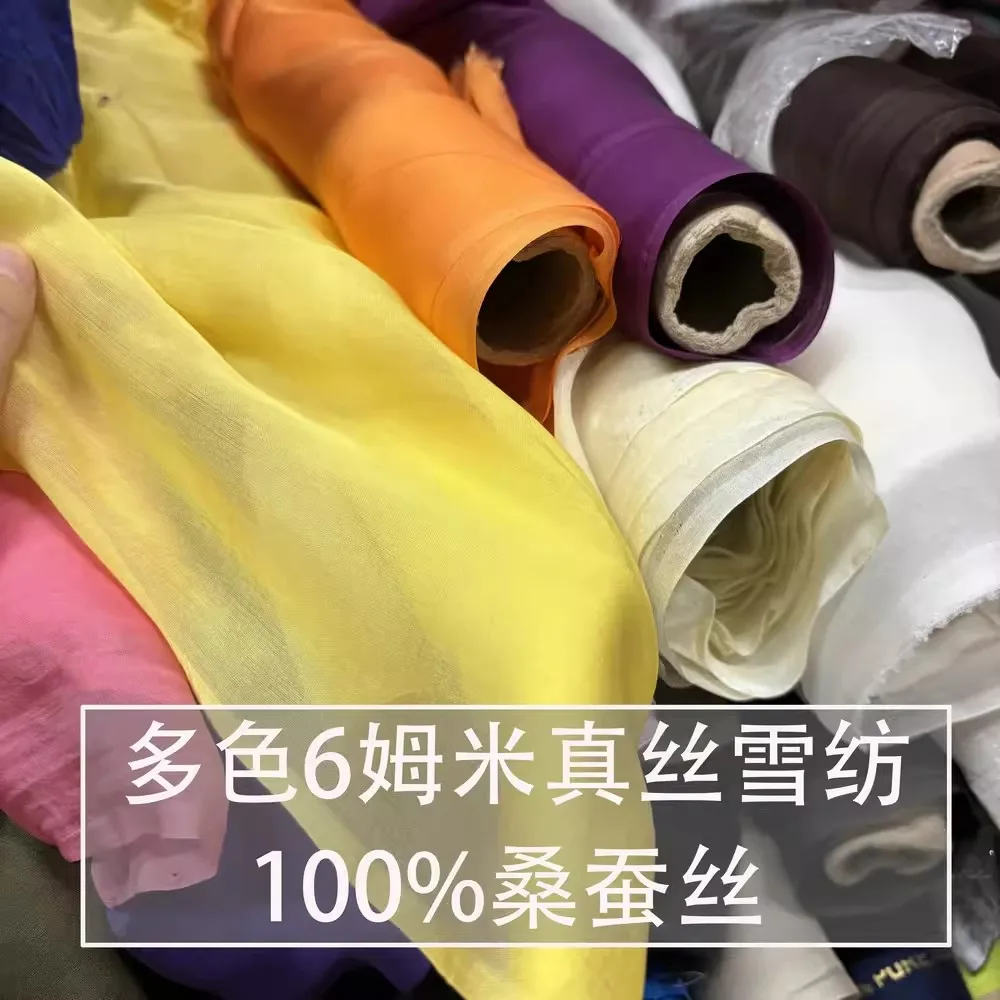 

6mm Wide Silk Chiffon Thin Transparent Mulberry Silk Fabric Sheer Scarf DIY Handmade Summer Dress Material