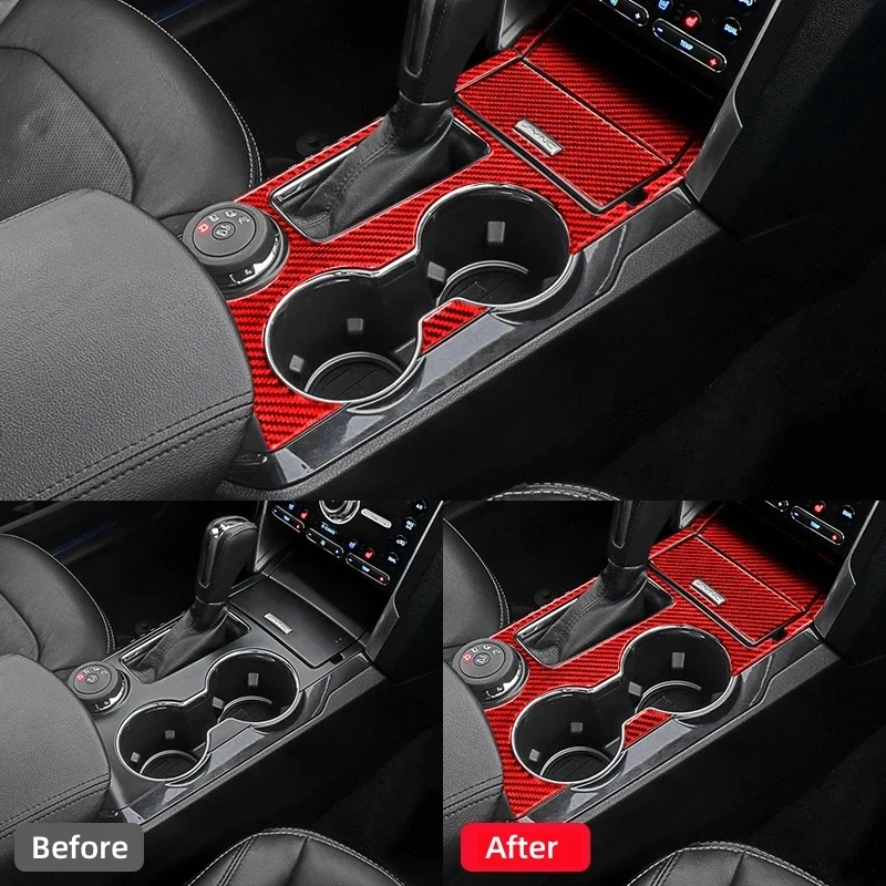 لفورد اكسبلورر 2013-2019 ألياف الكربون سيارة كوب ماء والعتاد زخارف اللوحات غطاء الكسوة ملصق مائي الداخلية اكسسوارات السيارات