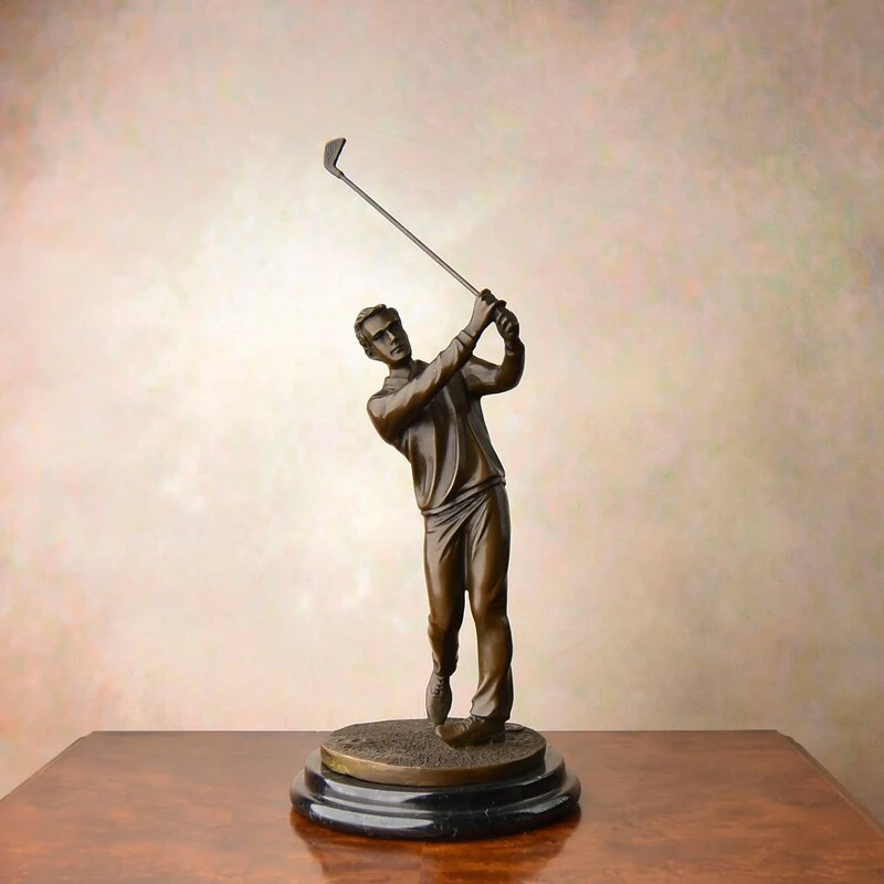 

Bronze Playing Golf Sculpture Male Golfer Statue Modern Man Sport Art Figurine Home Decoration 23cm