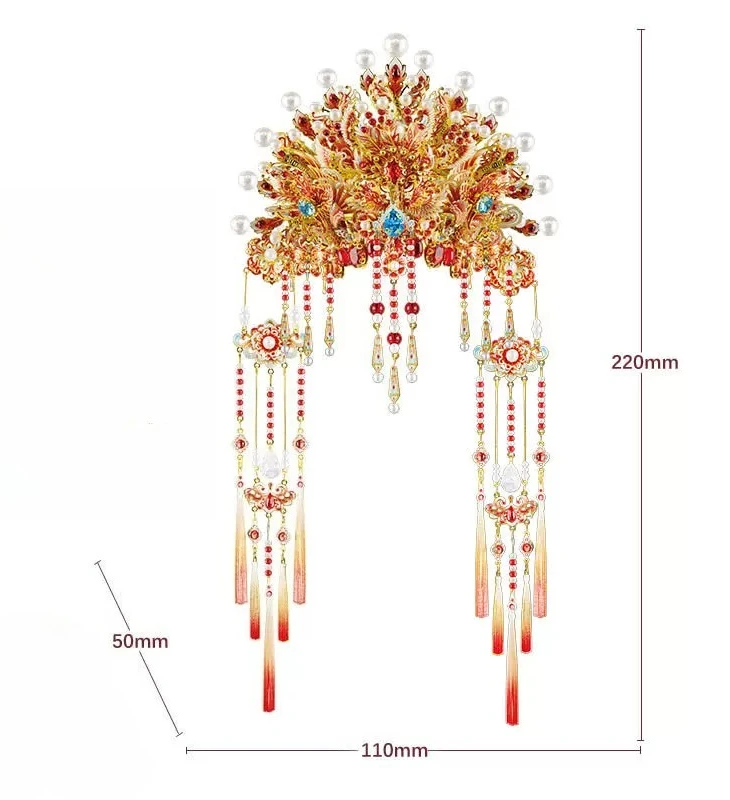 NEW   Phoenix crown and phoenix hairpin refrigerator magnet, metal 3D assembled model gift, DIY handmade material kit