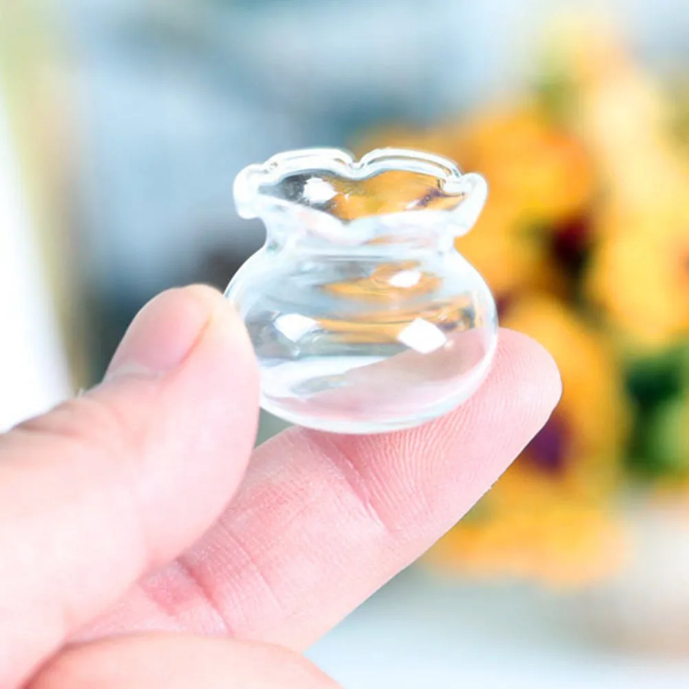 2Pcs Miniature Fish Bowls Clear Glass Round Design Small Fish Tanks for DIY Dollhouse Decoration Accessories Tiny Aquarium