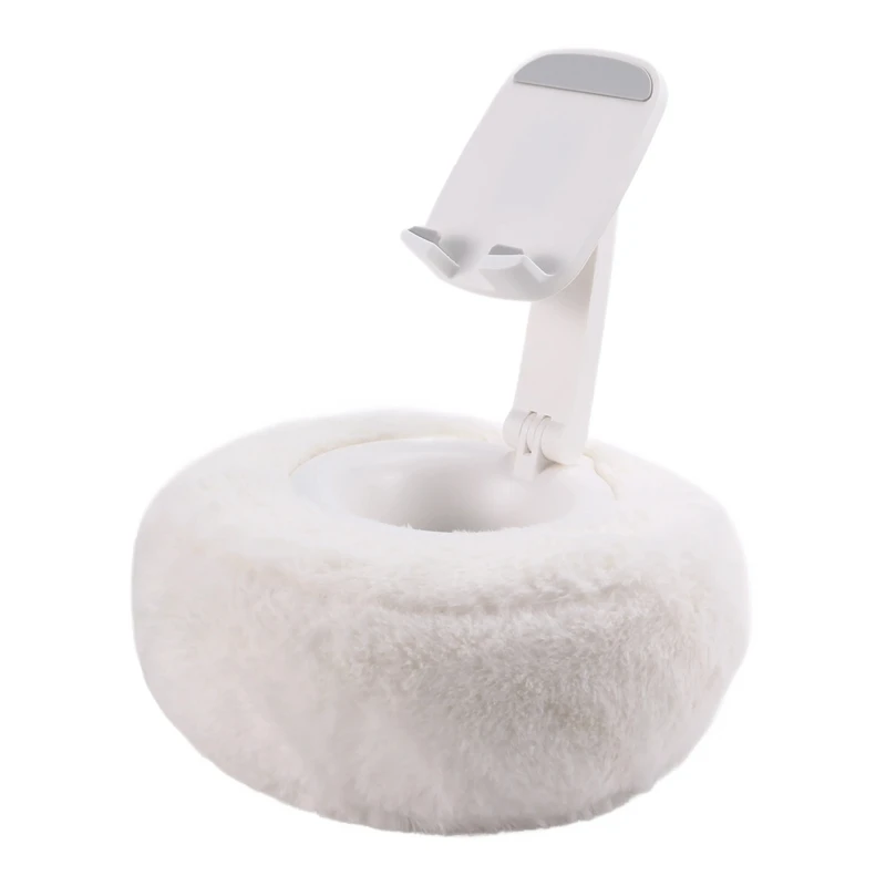 

Adjustable For Kindle Pillow Stand Reading Support With Fuzzy Bowl 360° Phone Holder For Bed