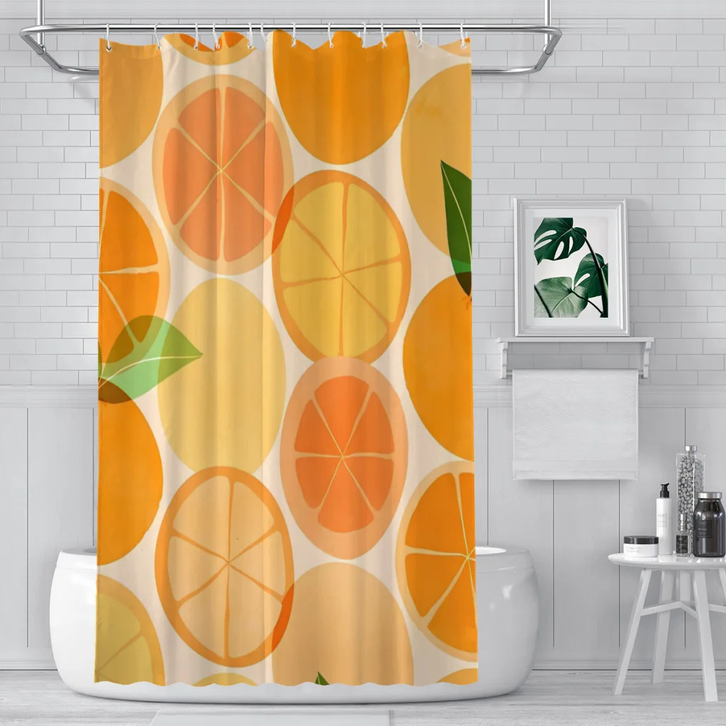 

Sunny Oranges Tropical Fruit Shower Curtains Waterproof Fabric Funny Bathroom Decor with Hooks Home Accessories