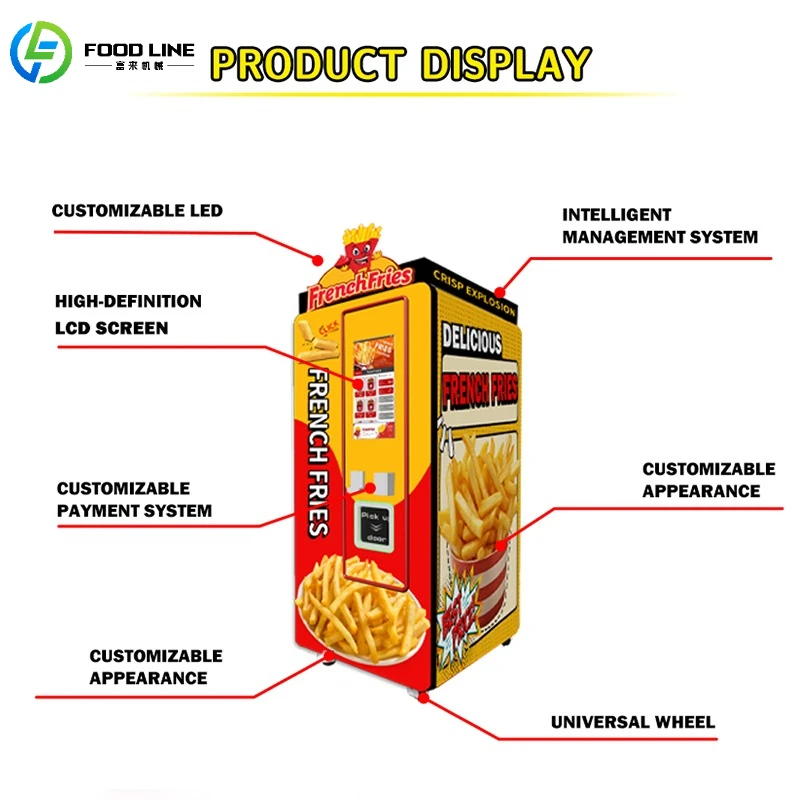Customized Energy-saving French Fries Vending Machine 24 H Self-service Fried Potato Maker for Street Food Business