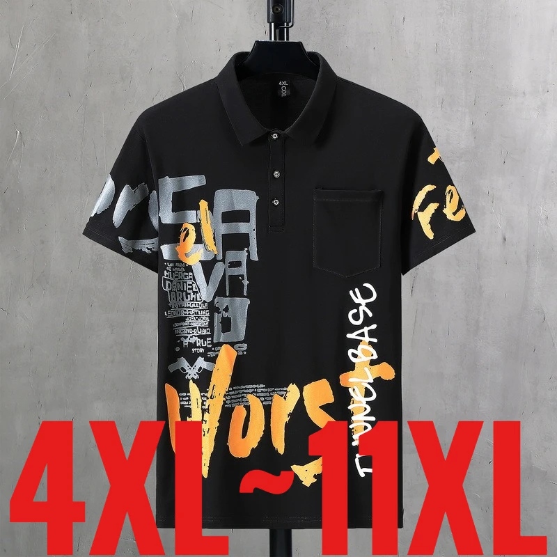 Extra Big Size 11XL Men's Cotton Polo Shirts Short Sleeve Summer T-Shirt Male Large Plus 6xl 7xl 8xl 9xl 10xl 150kg 170kg T Golf